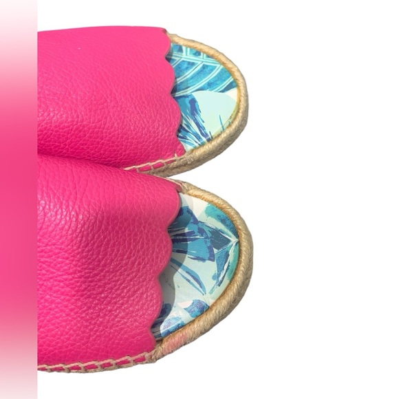 J. McLaughlin Pink Peony Tropical Aries Leather Slide Sandals sz 7.5 - Picture 12 of 12